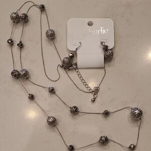 Charming Charlie Silver Necklace and Earring Set